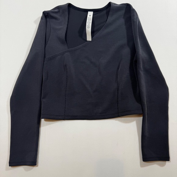 Lululemon Ribbed Softstreme Asymmetrical Long-Sleeve Shirt L Cropped Athleisure - Picture 4 of 10